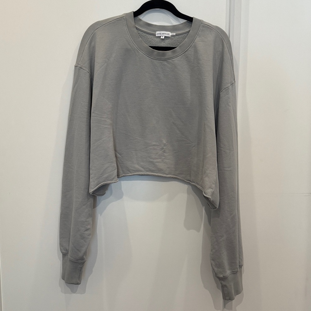 Good American Light Gray Crewneck Top